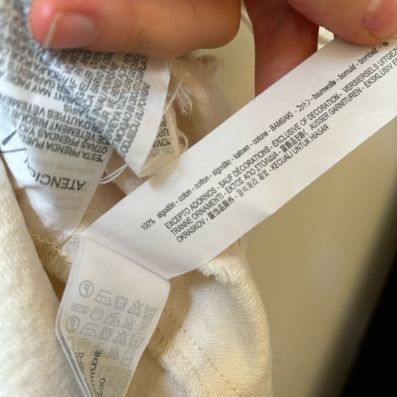 Zara Distressed Off White Ivory Tank Fringe 100% Cotton High Neck Thick Small - Picture 5 of 5